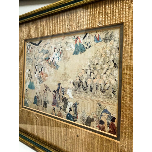 Wood 15th Century & Earlier Framed and Matted Illustrated Biography of the Monk Ippen in a Wooden Frame. For Sale - Image 7 of 9