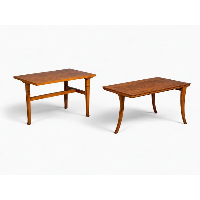 Mid-Century Modern t.h. Robsjohn-Gibbings, Rare Trapeza End Tables, Walnut, Greece, 1937 For Sale - Image 3 of 18