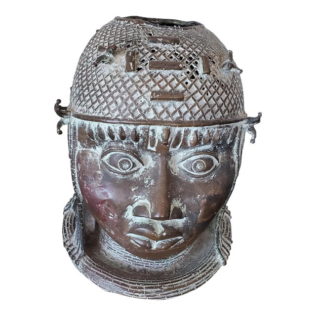 20th Century Benin Bronze "Head of an Oba" - Gallery Provenance With Coa For Sale