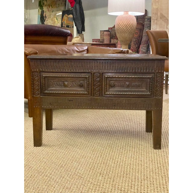 Antique English Carved Storage Chest with Lift Top For Sale - Image 12 of 13