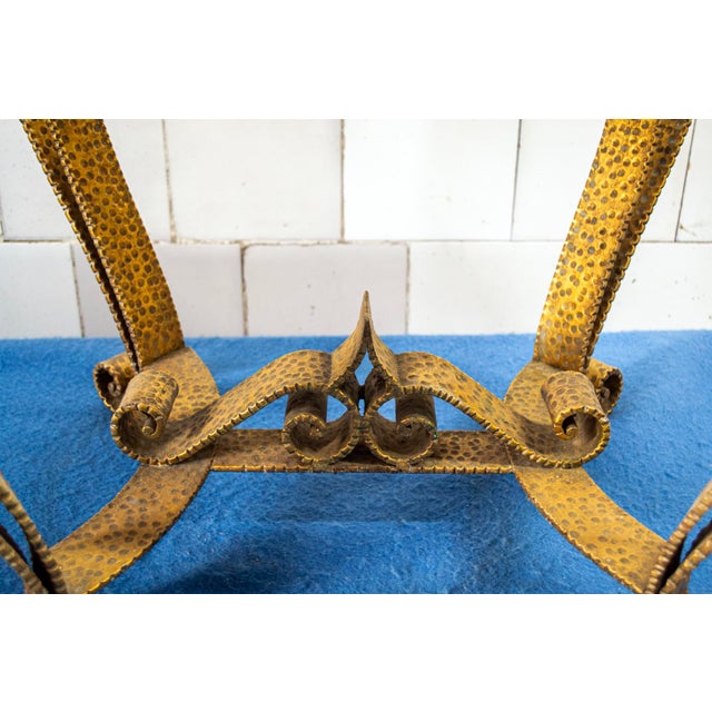 Gilded Iron and Marble Coffee Table from Colli, Italy, 1950s For Sale - Image 6 of 7