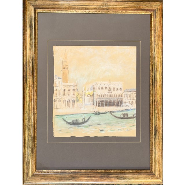 Spilimbergo, View of Venice, 19th Century, Pastel Drawing For Sale - Image 7 of 7
