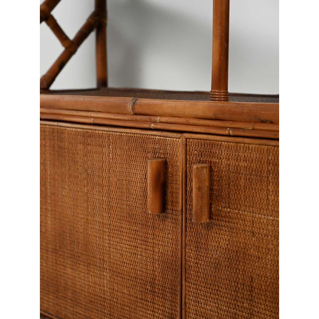 Brown Vintage Bamboo and Rattan Bookcase, 1960s For Sale - Image 8 of 14