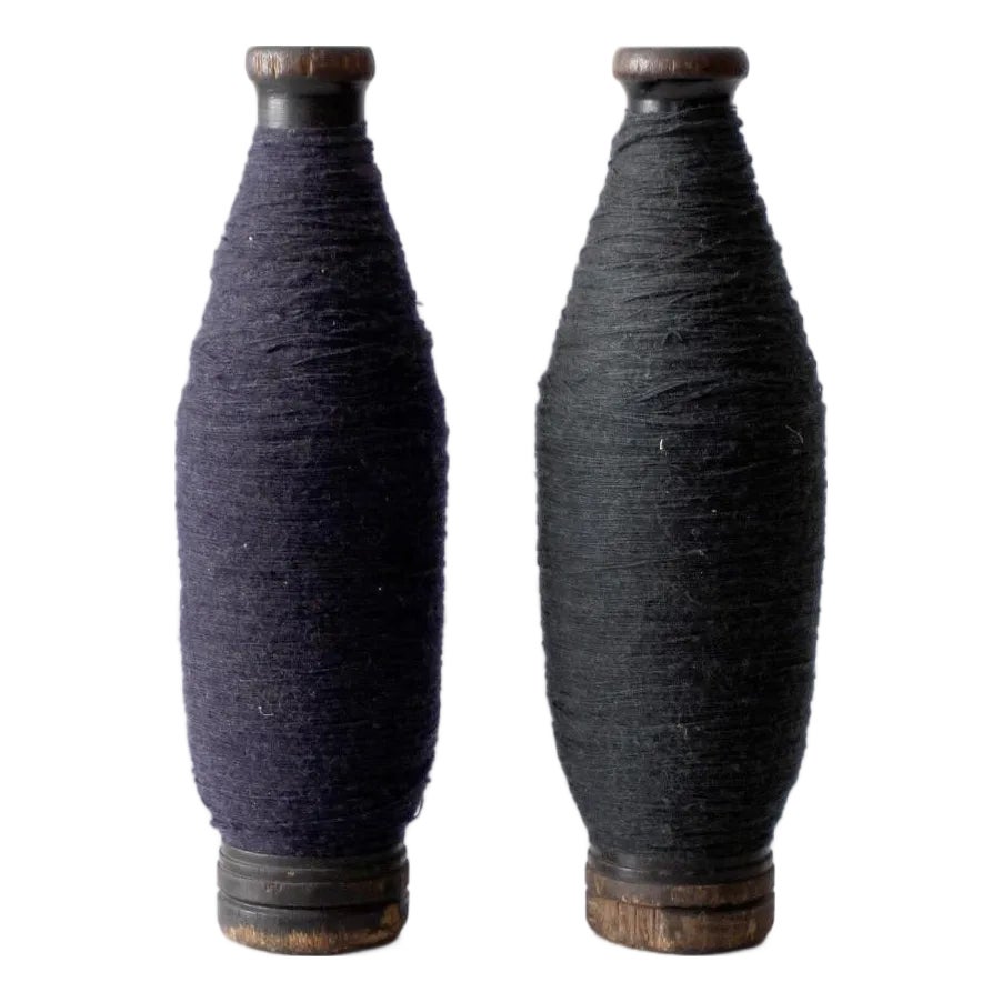 Antique Wooden Thread Spools Pair | Chairish