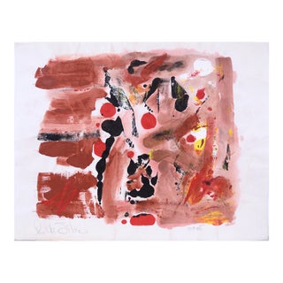 Sepia Abstract Expressionist Composition in Acrylic on Paper by Ricardo De Silva For Sale