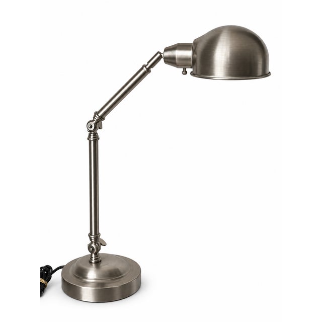 Contemporary Adjustable Industrial-Style Brushed Metal Task Lamp For Sale - Image 9 of 9