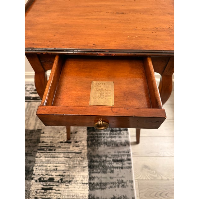 Wood Vintage Theodore Alexander Chateau Du Vallois Side Table, French Provincial Yew Wood Tiered Accent Table With Drawer, Luxury Nightstand For Sale - Image 7 of 8