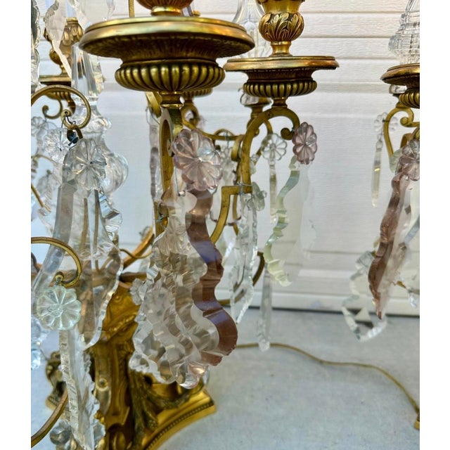19th Century E. F. Caldwell Gilt Bronze & Baccarat Crystal Girandole Table Lamps - a Pair For Sale - Image 10 of 18