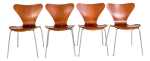 Mid-Century Model 3107 Chairs in Teak by Arne Jacobsen for Fritz Hansen, Set of 4