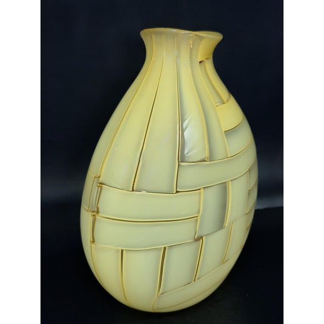 Robin Mix Patchwork Quilt Art Glass Vase For Sale - Image 9 of 11