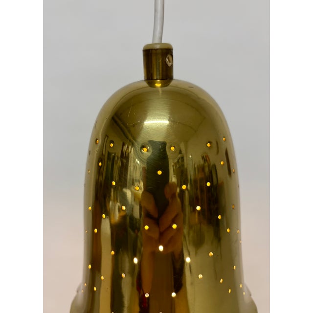 Gold Scandinavian Pendants with Perforated Brass Shades by Boréns, 1960s, Set of 2 For Sale - Image 8 of 10