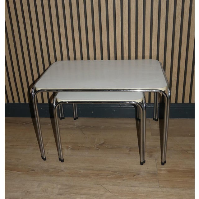 Metal Vintage Nesting Tables in White and Chrome, 1970s, Set of 2 For Sale - Image 7 of 10