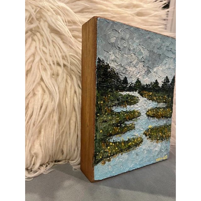 Sky Blue Into the Forest by Sea, Original Oil Painting by Mai-Lis Bahr For Sale - Image 8 of 10