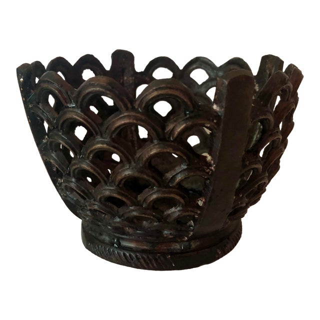 Mid 20th Century French Cast Iron Lattice Jardiniere For Sale