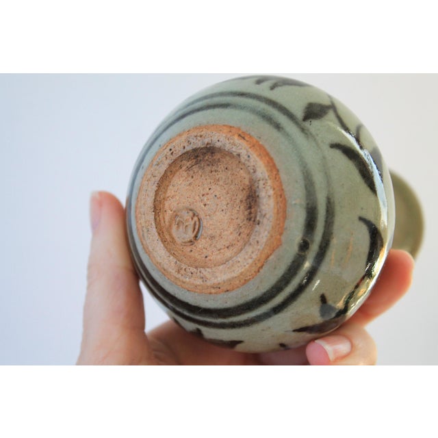 Vintage Studio Art Pottery Bud Vase W/ Strip and Floral Motif For Sale In Milwaukee - Image 6 of 6