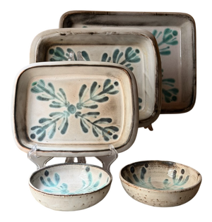 Studio Pottery Serving Trays in Hand-Painted Ceramic by Gerard Hofmann, 1950, Set of 5