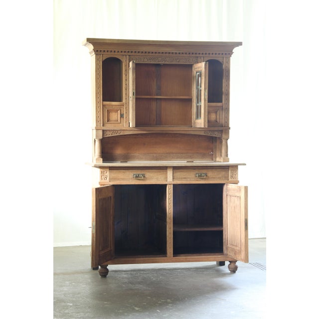 Antique Danish Oak Buffet Cabinet with Crystal Glass Doors, 1850s For Sale - Image 13 of 18