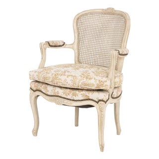 Louis XV Style Cane Paneled Back Fauteuil For Sale