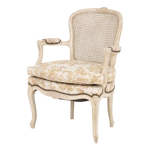 Louis XV Style Cane Paneled Back Fauteuil For Sale
