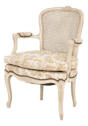 Louis XV Style Cane Paneled Back Fauteuil