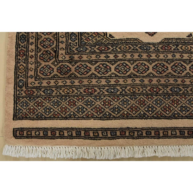 Bokhara Jaldar Rug 5’7” X 7’8” Beige Wool Tribal Hand-Knotted Oriental Carpet For Sale - Image 9 of 12