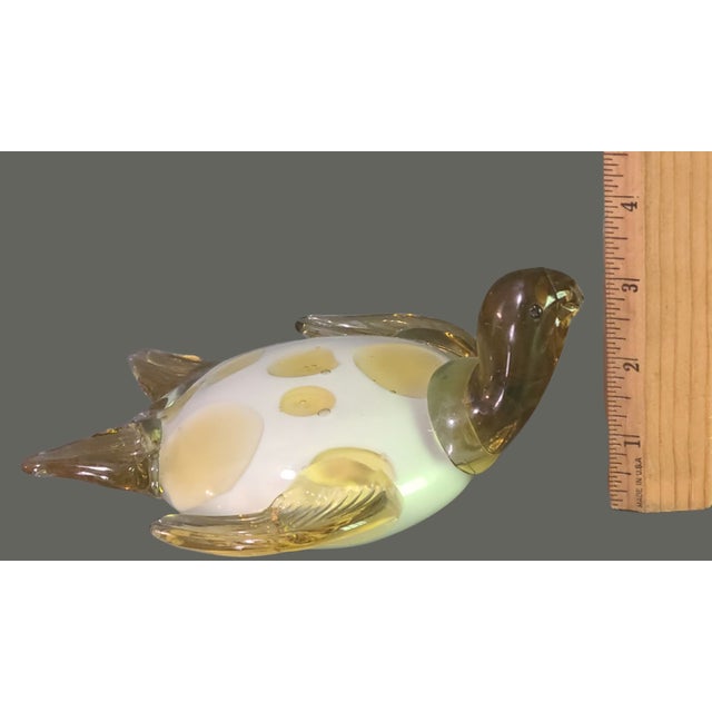 Glass Vintage Hand Blown Art Glass Coastal Sea Turtle Paper Weight Figurine For Sale - Image 7 of 9