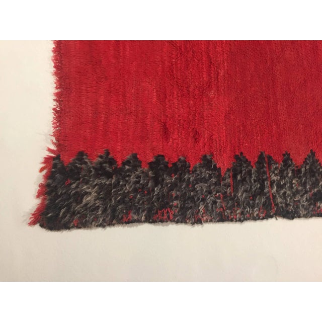 Red and Black Woolen Berber Rug, 1960s For Sale - Image 9 of 12