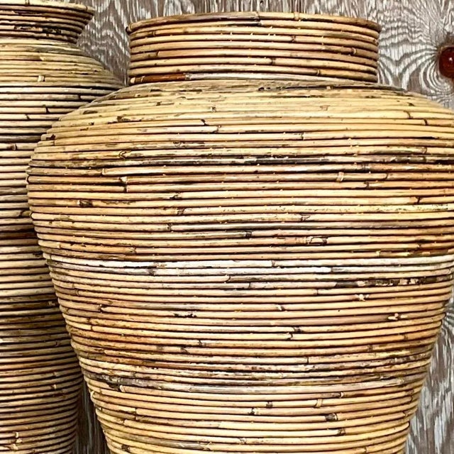 Vintage Coastal Pencil Reed Vases - Set of 2 For Sale - Image 12 of 12