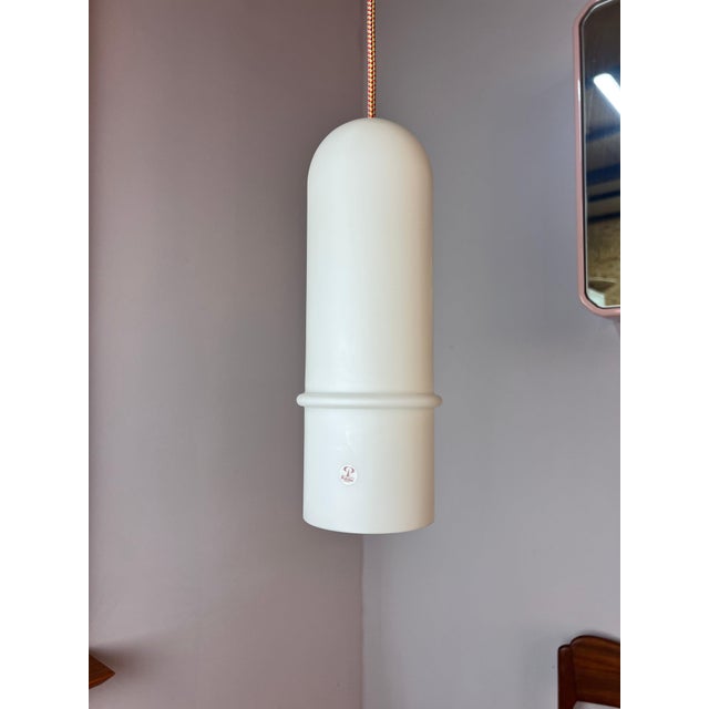 White Hanging Lamp in White Opal Glass by Peill & Putzler For Sale - Image 8 of 11
