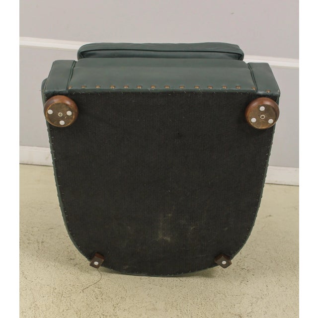 Green Leather Tufted Back Writer's Chair For Sale - Image 12 of 13