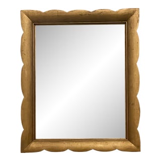 Vintage Gold Scallop Framed Mirror For Sale