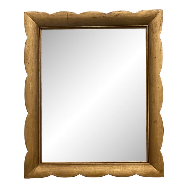 Vintage Gold Scallop Framed Mirror For Sale