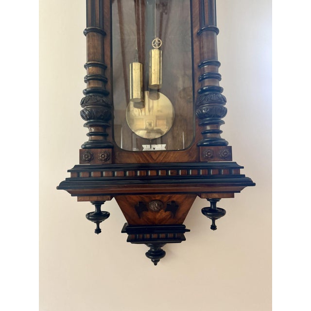 Antique Victorian Double Weight Wall Clock in Rosewood, 1860 For Sale - Image 4 of 5