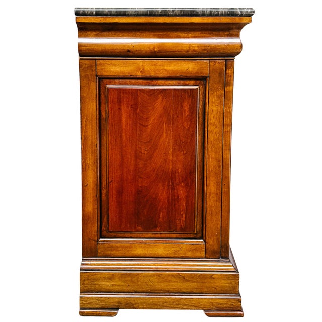 Late 20th Century Ethan Allen Townhouse Louis Philippe Burl Wood & Marble Top Commode For Sale - Image 12 of 18