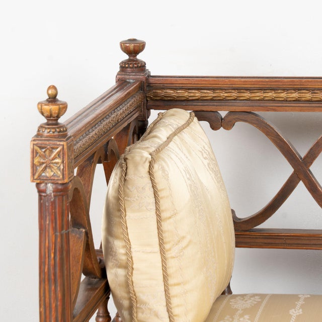 Gustavian (Swedish) 19th Century Swedish Original Painted Gustavian Bench Settee For Sale - Image 3 of 18