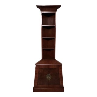 Mid 20th Century Vintage Mid Century Asian Inspired Pagoda Corner Cabinet Mahogany and Burl Wood For Sale