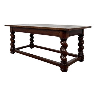 19th Century English Barley-Twist Oak Dining Table For Sale