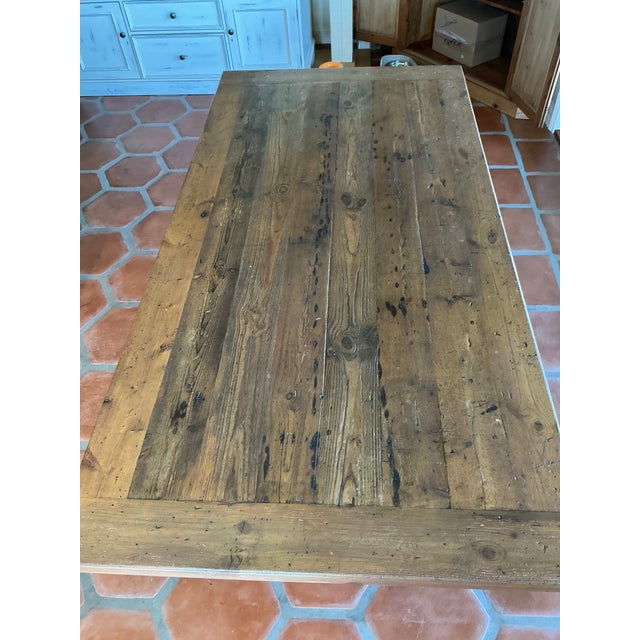 Farmhouse Late 20th Century European Farmhouse Style Solid Pine Trestle Dining Table, Pegged Joinery For Sale - Image 3 of 5