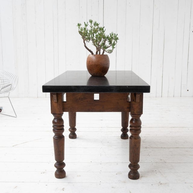 Antique French Oak and Stone Console Table, 1880 For Sale - Image 4 of 12