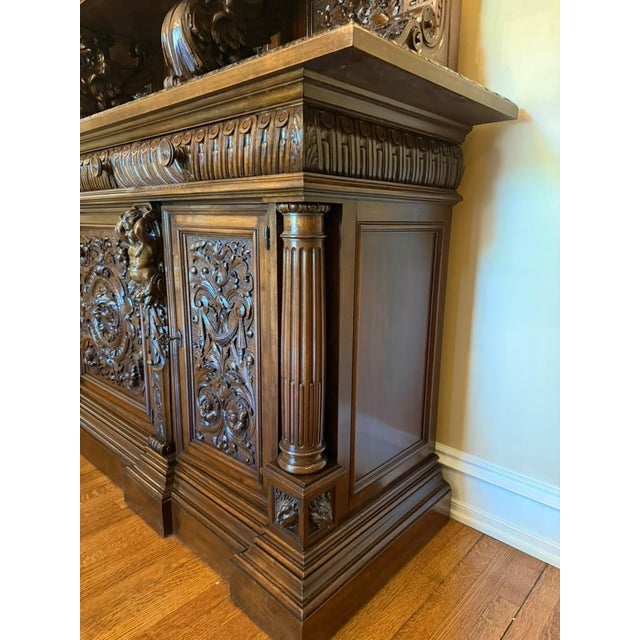 French Mid-19th Century Rococo Style Heavily Carved Walnut Buffet, Circa 1850–1860 For Sale In Indianapolis - Image 6 of 18