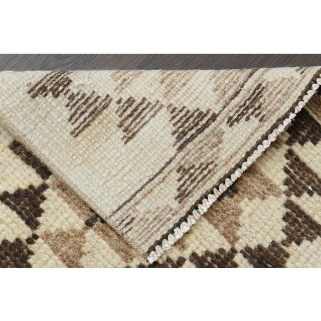 1970s Vintage Turkish Handmade Wool & Cotton Beige Runner Rug For Sale In San Francisco - Image 6 of 11