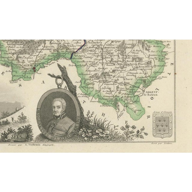 Antique Map of Orne by Vuillemin, Normandy, France, 1850 For Sale - Image 6 of 9