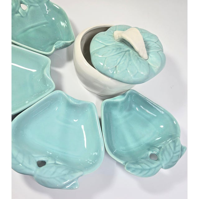 Mid Century Teal Pear Serving Set- Set of Five For Sale - Image 10 of 12
