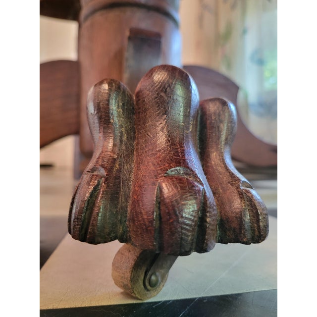 1920s Lion Clawfoot Oak Pedestal Table For Sale - Image 9 of 12