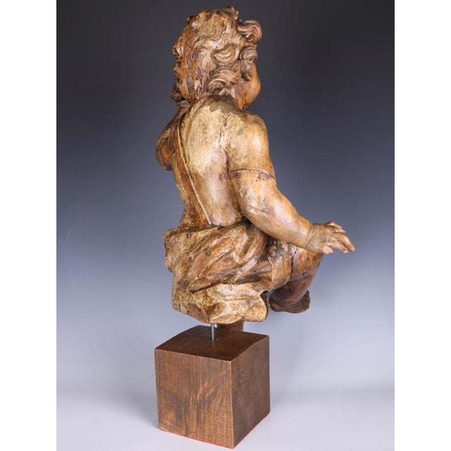 Early 19th Century Italian Artist, Large Carved Putto Cherub Figure, Late 18th Century, Limewood For Sale - Image 5 of 18