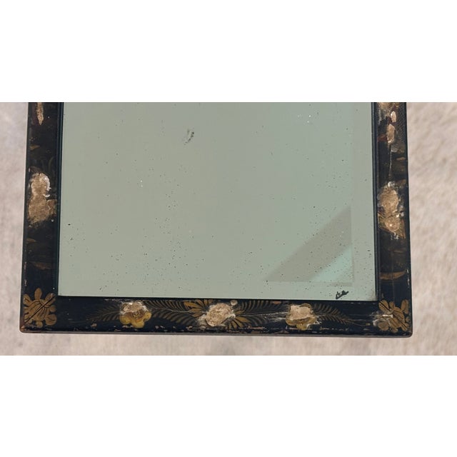 Black Antique English Chinoiserie Black Japanned Dressing Table Mirror / Table Top Easel Mirror For Sale - Image 8 of 18