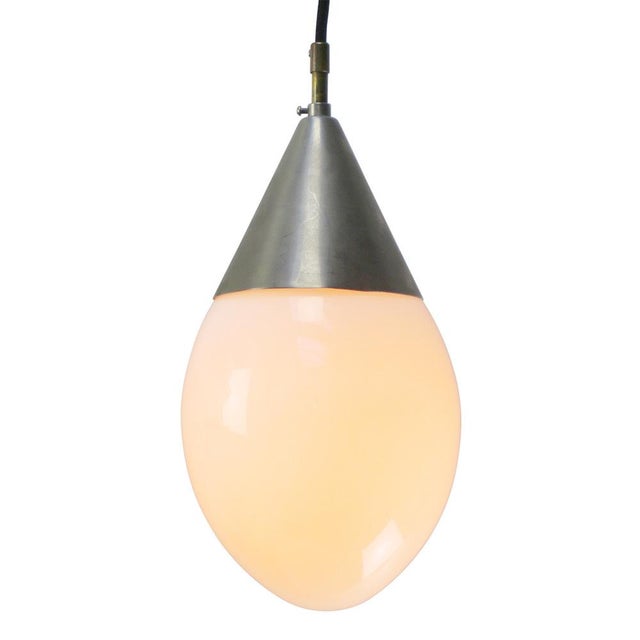 Large round drip shape opaline glass pendant by giso, holland metal top and ceiling canopy glass height 300 mm e26 / e27 i...