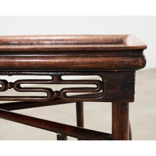 Coffee Chinese Export 20th Century Qing Dynasty Folding Tray Table For Sale - Image 8 of 18