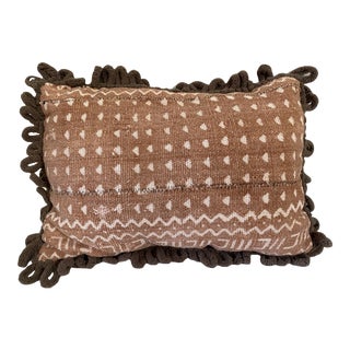 African Custom Made Bogolan Lumbar Mud Cloth Pillow 16" For Sale