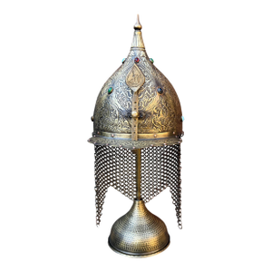 Jeweled Engraved Brass Helmet